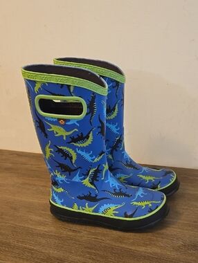 BOGS Kids Blue Dinosaur Rain Boots